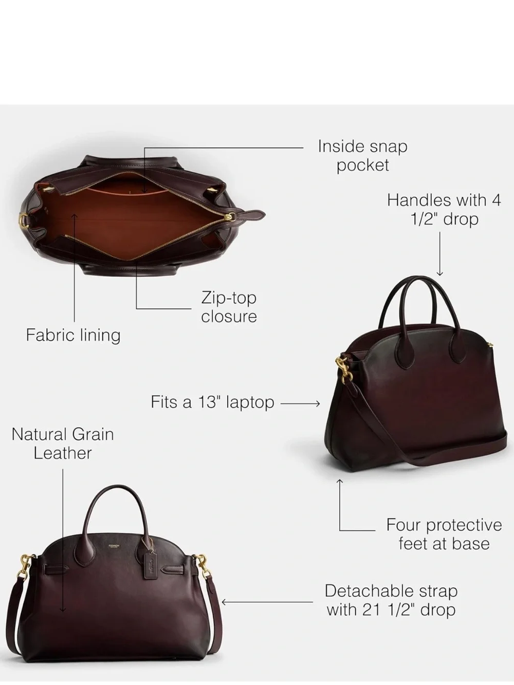 Coach soft empire carryall bag 40 Merlot